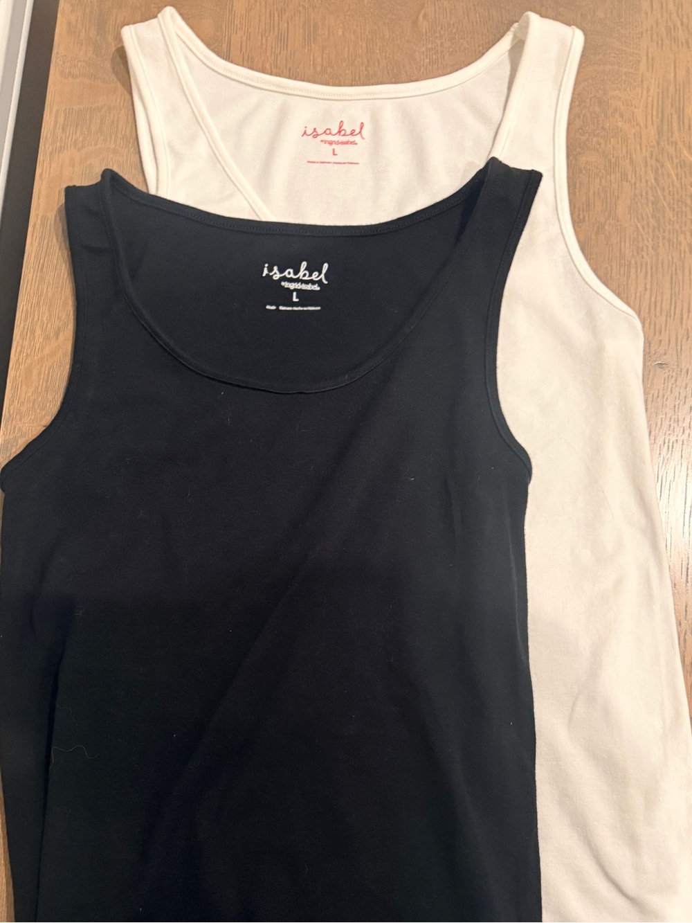 Ingrid & Isabel Scoop Neck Maternity Tank Top Bundle Black & White - Size L